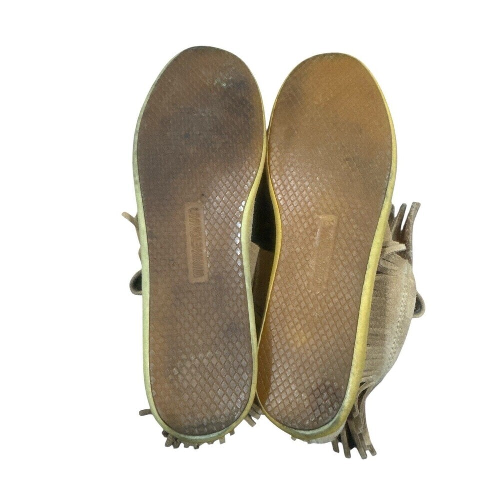 Minnetonka Venice 457 Women's 6.5 Tan Suede Bootie Ankle Boots Moccasins Fringe - Picture 7 of 7